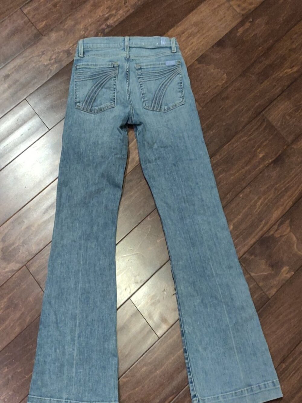 7 For All Mankind DOJO Tailorless Light Wash Flare Jeans SIZE 26 - Picture 7 of 8